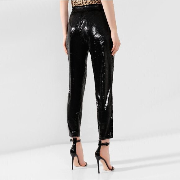 NWT RtA black metallic sheen “tinsel”-look and feel velvet-like tailored trouser - Picture 4 of 16